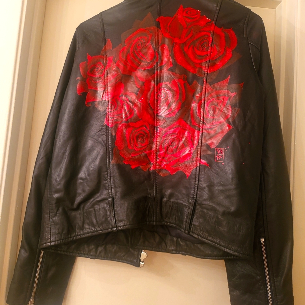 Barney's original Real leather jacket with hand painting size S